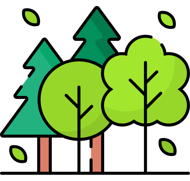 Ikoon kolme rohelise okas- ja lehtpuuga